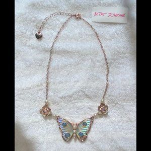Betsey Johnson Iridescent Butterfly Necklace